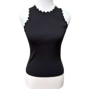 Seven Sisters Black Ribbed Tank Top- Size Large